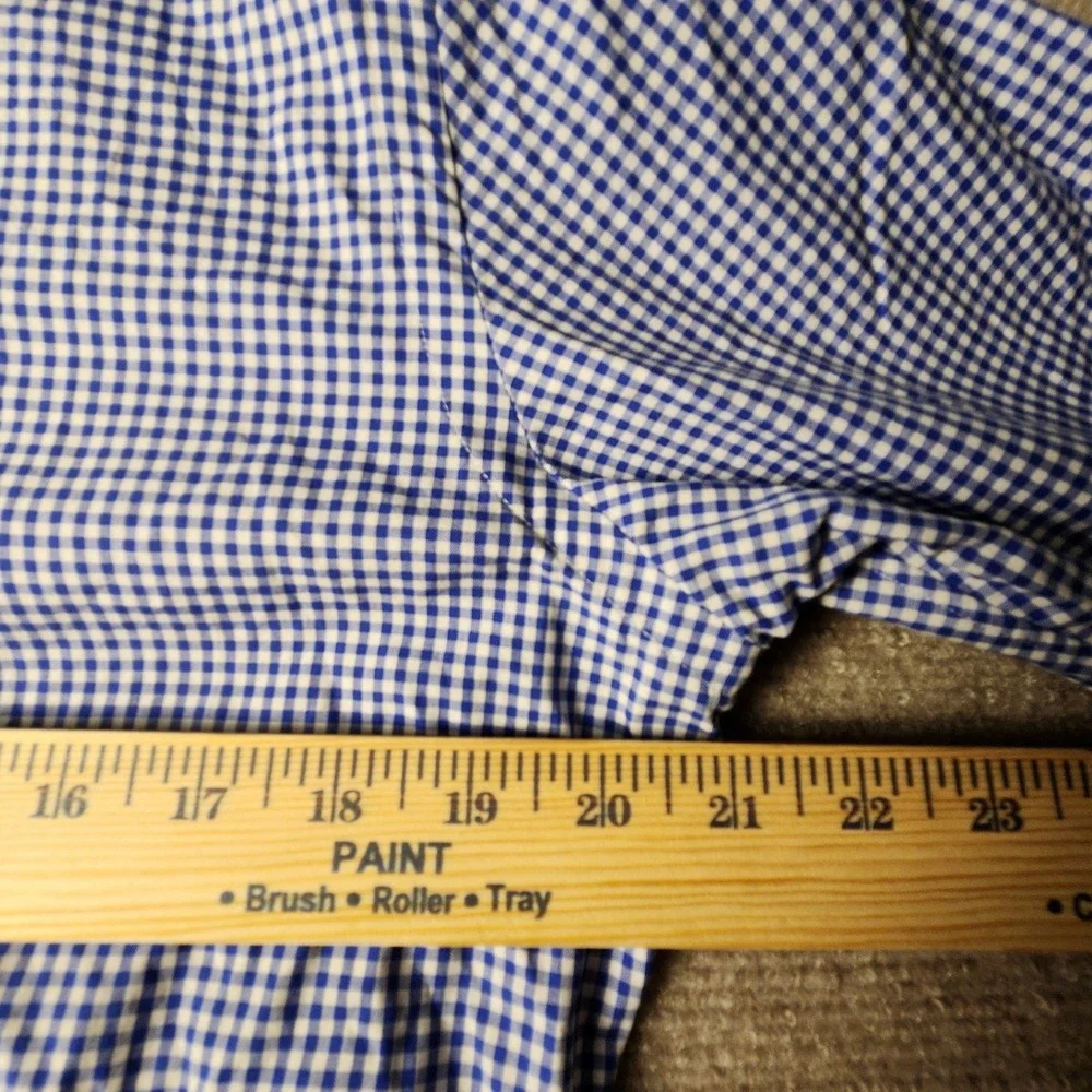 Polo Ralph Lauren Button Down Men Medium Blue White Gingham Slim Fit Long Sleeve